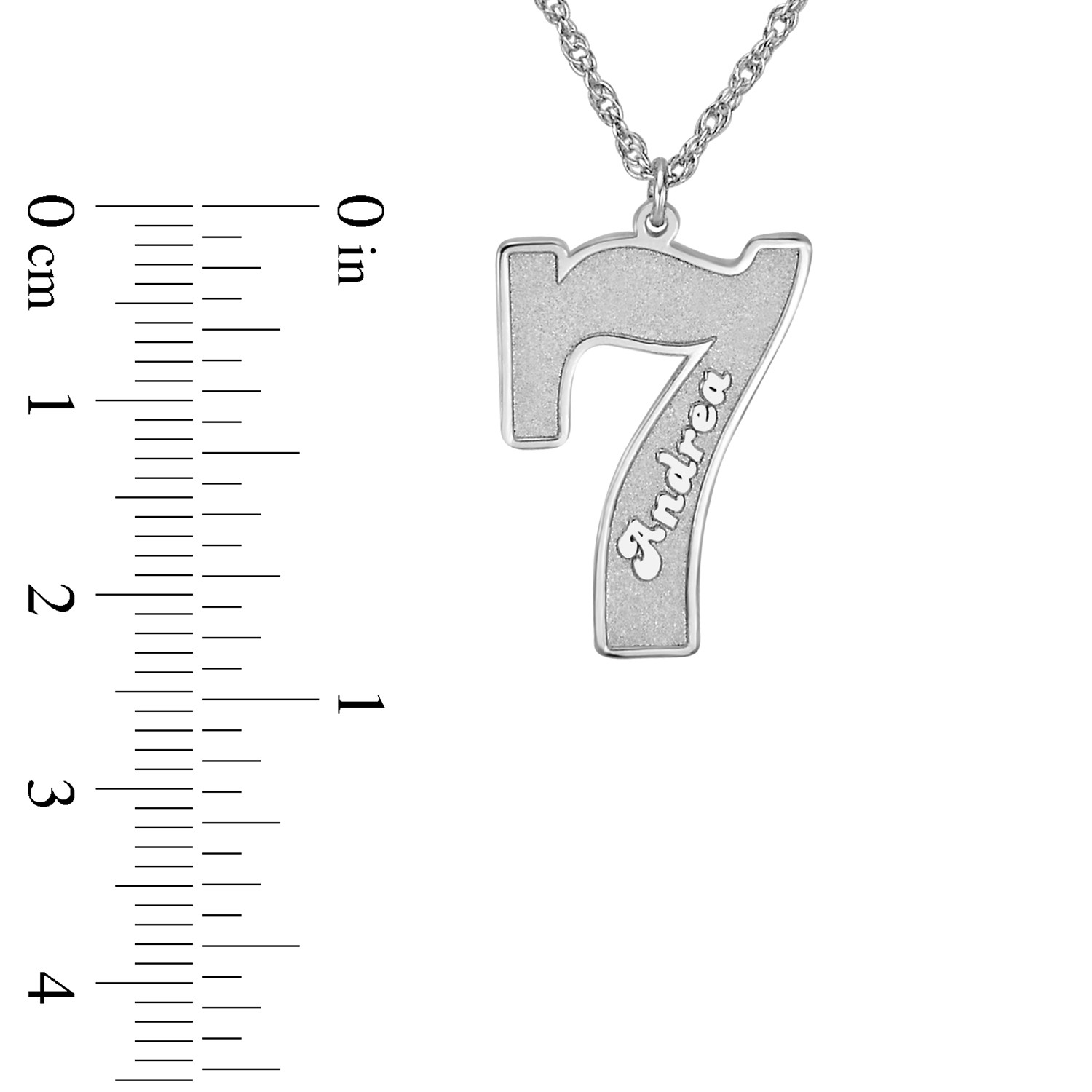 14k White Gold Number 2 Pendant Digit Two Charm Numeral Satin 