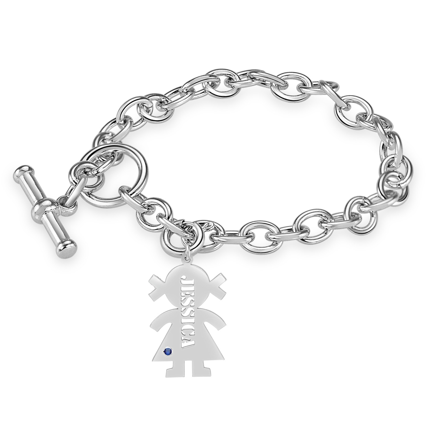 Mother's Simulated Birthstone Little Girl Charm Bracelet (1 Stone and  Line)|Zales