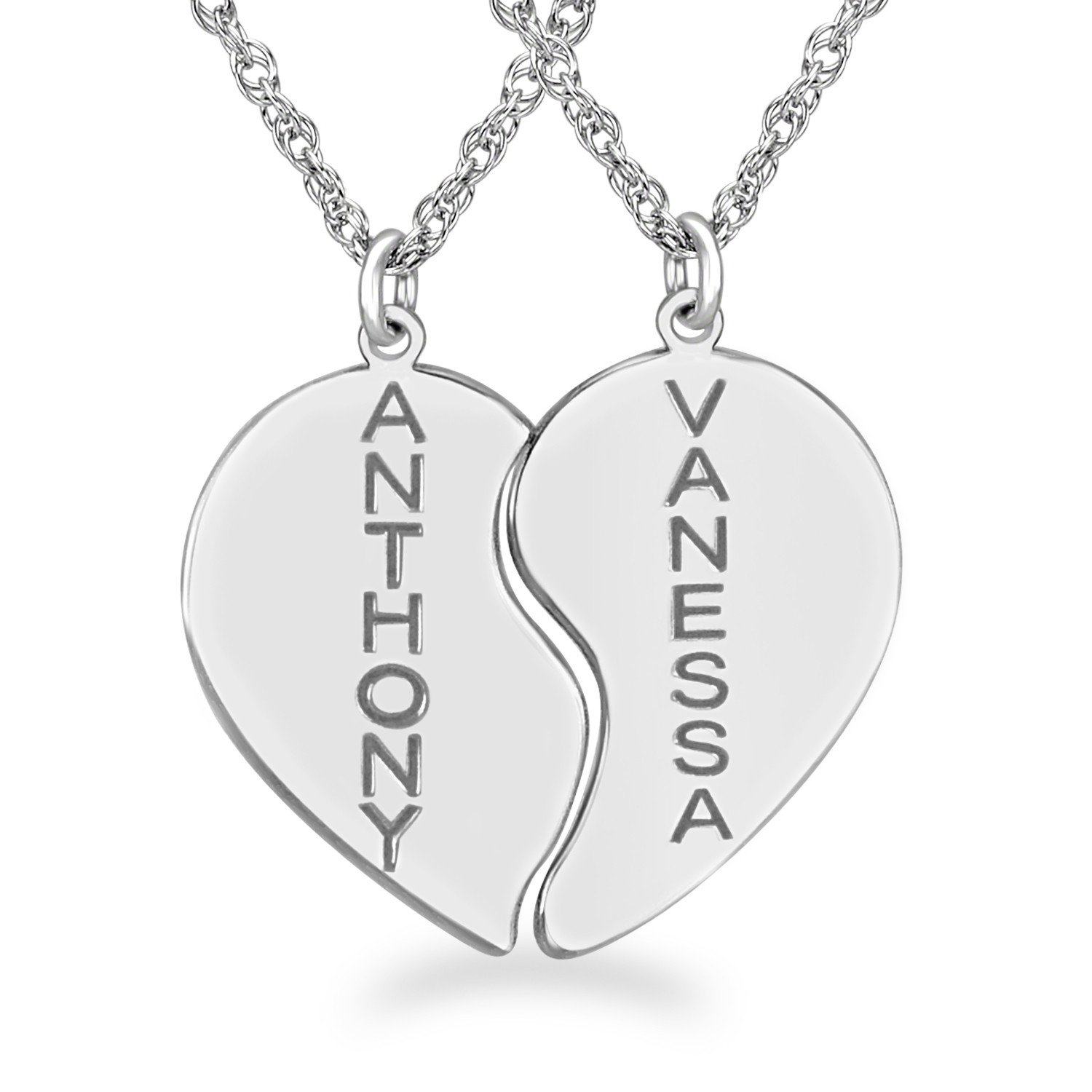 Silver 22 x 25mm Personalized Couples Heart Pendant
