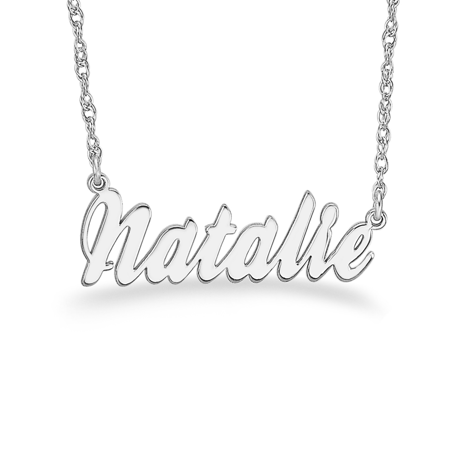 Silver Personalized Script Name Necklace 