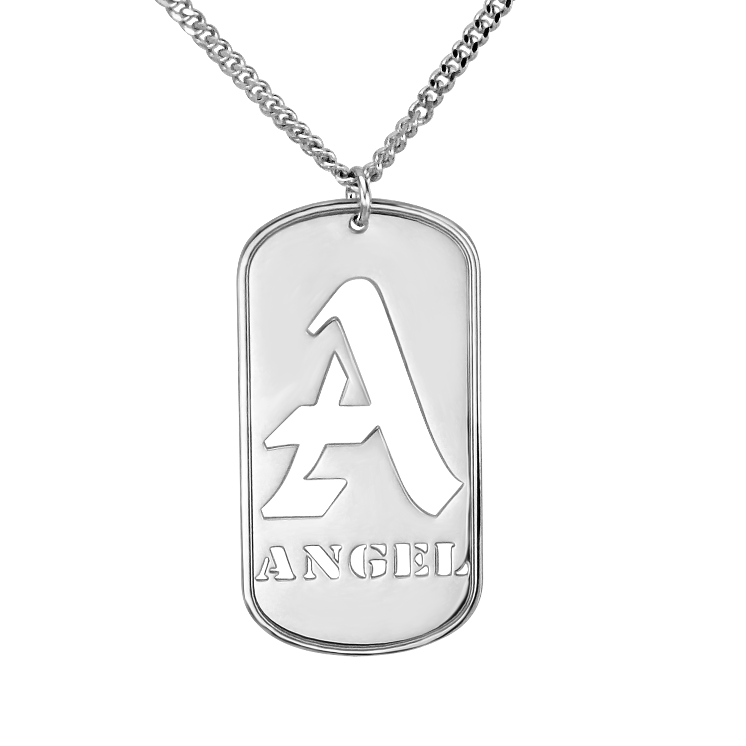 Zales Men's Extra Large Engravable Photo Dog Tag Pendant in Sterling Silver (1 Image and 4 Lines)