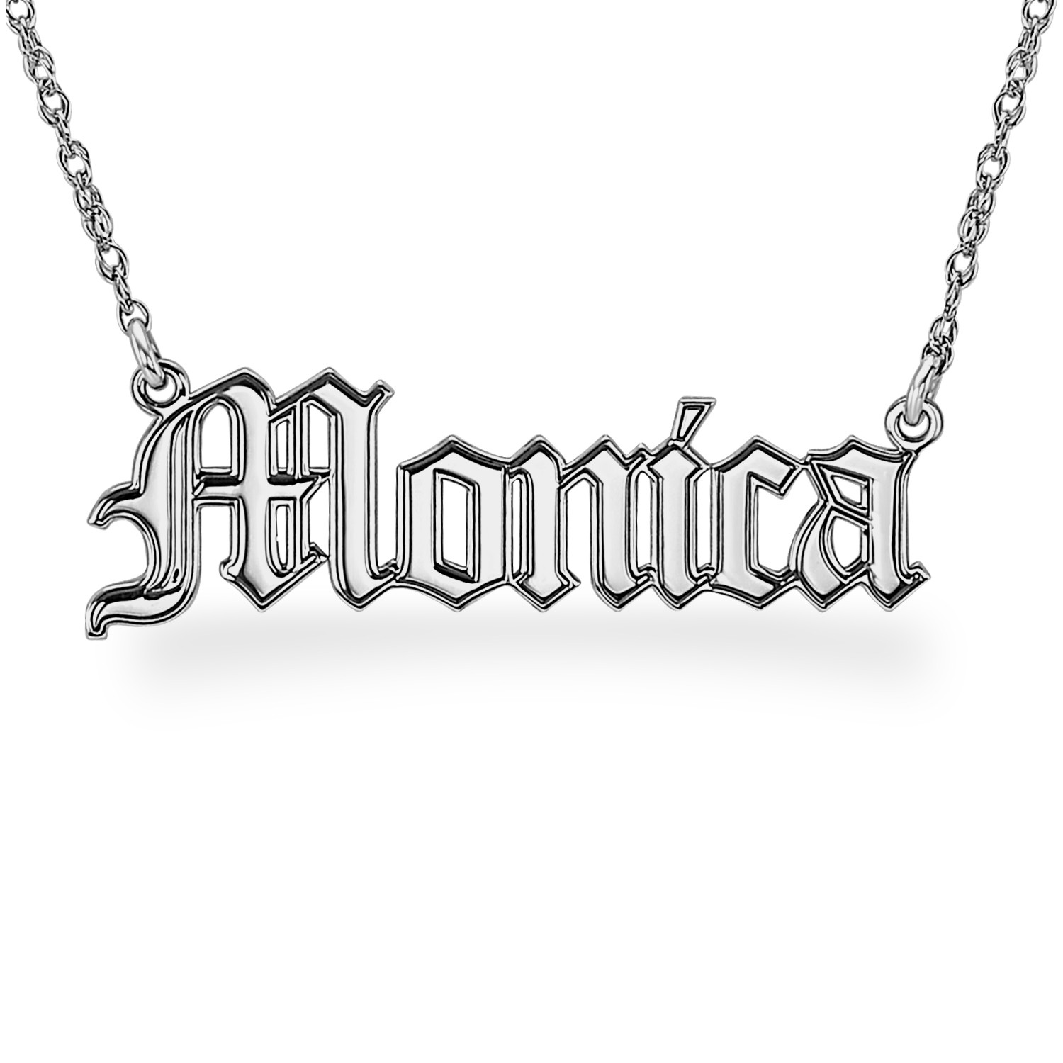 Silver Personalized Hi Polish Gothic Name Necklace