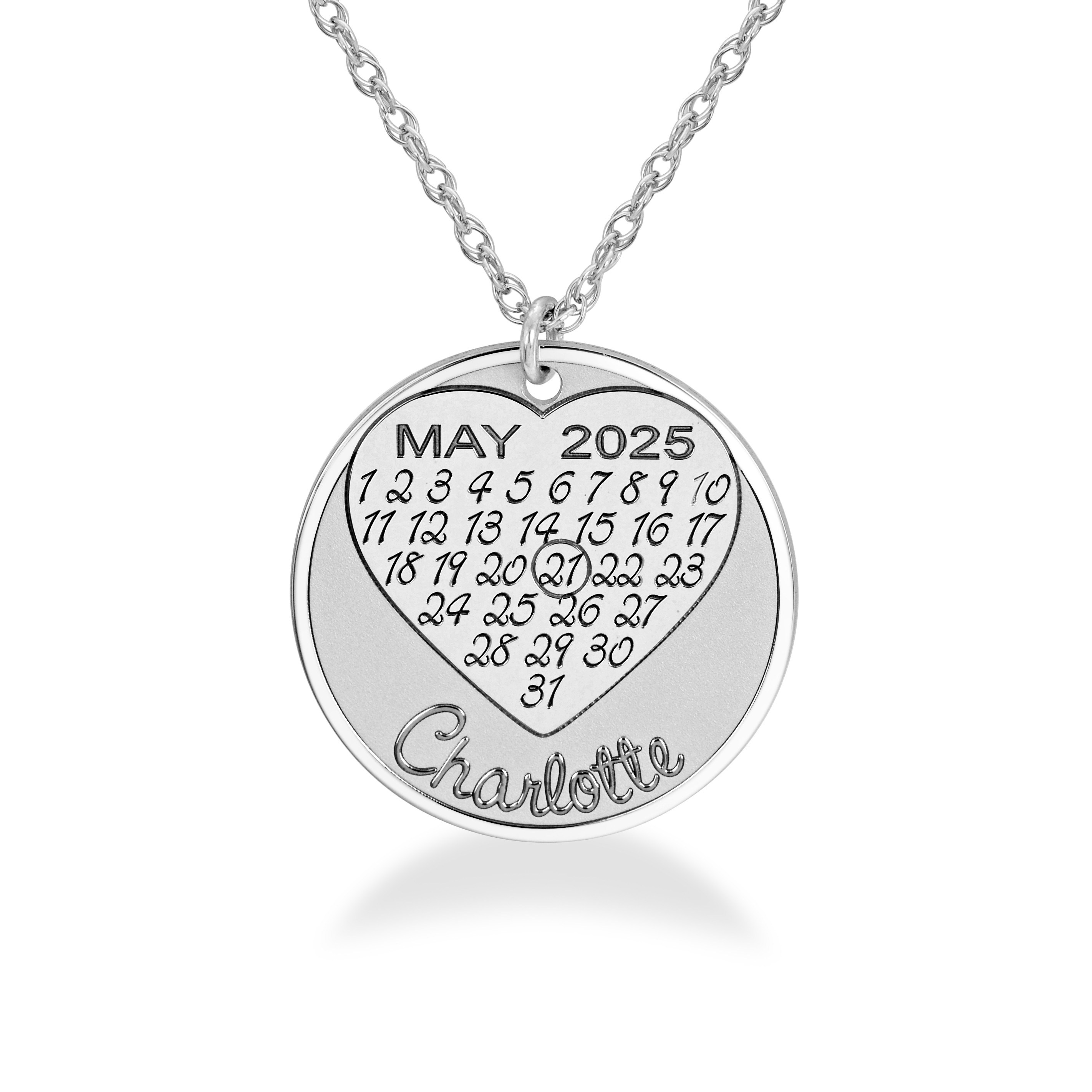 Sterling Silver Your Always In My Heart Disc Charm 22 mm x 16 mm