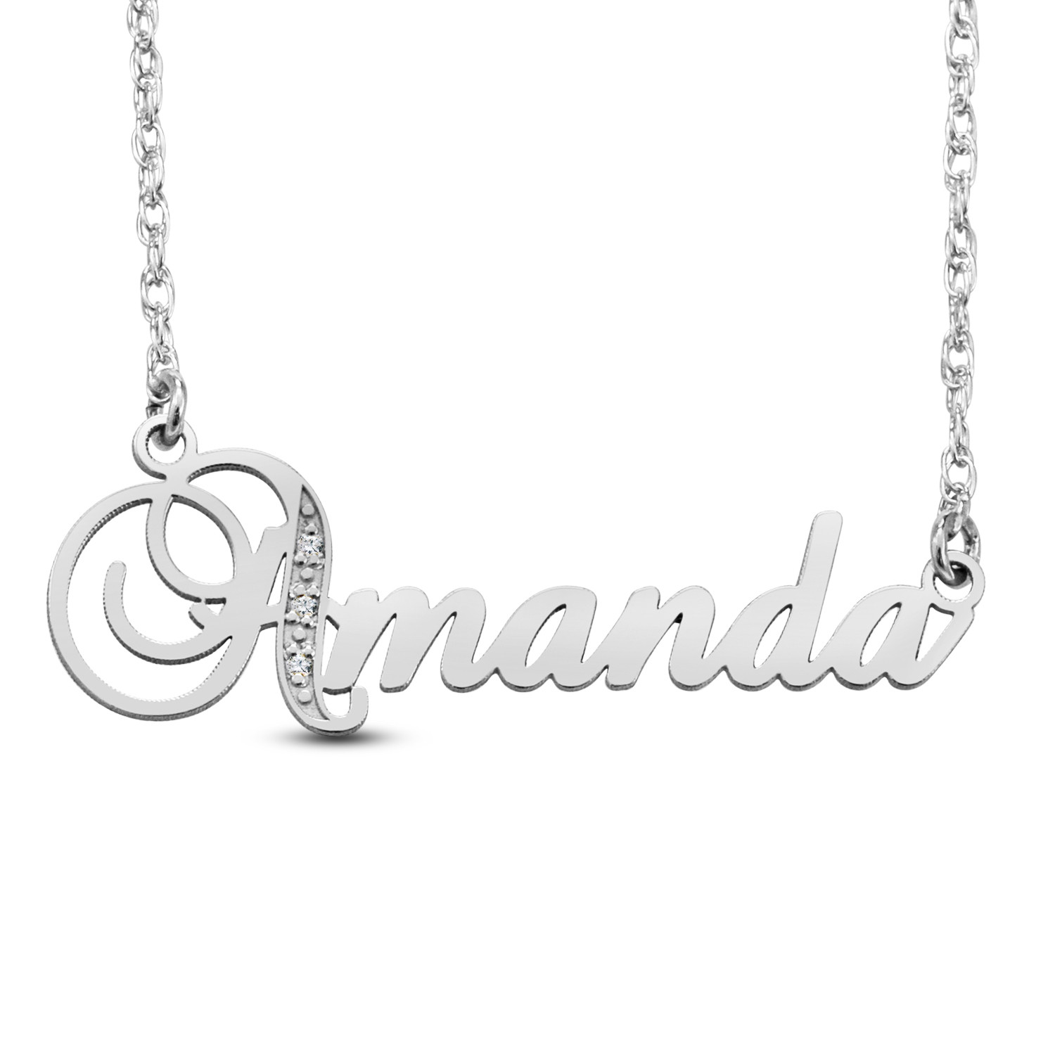Dia Accent Name Necklace