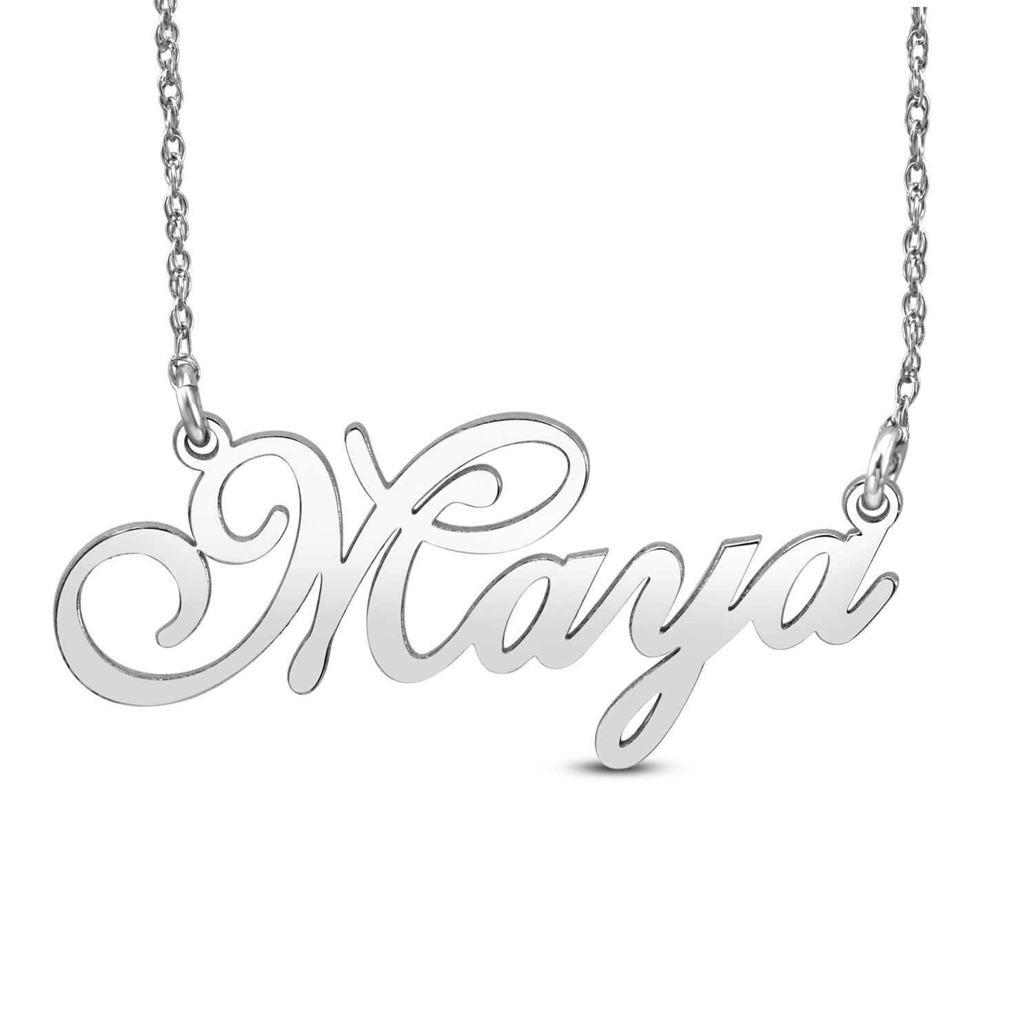 HI Polish Name Pers Necklace - 9 letter max 1 Uppercase letter (Example: Stephanie S=11.99mm x 2.02" e=5.31mm)