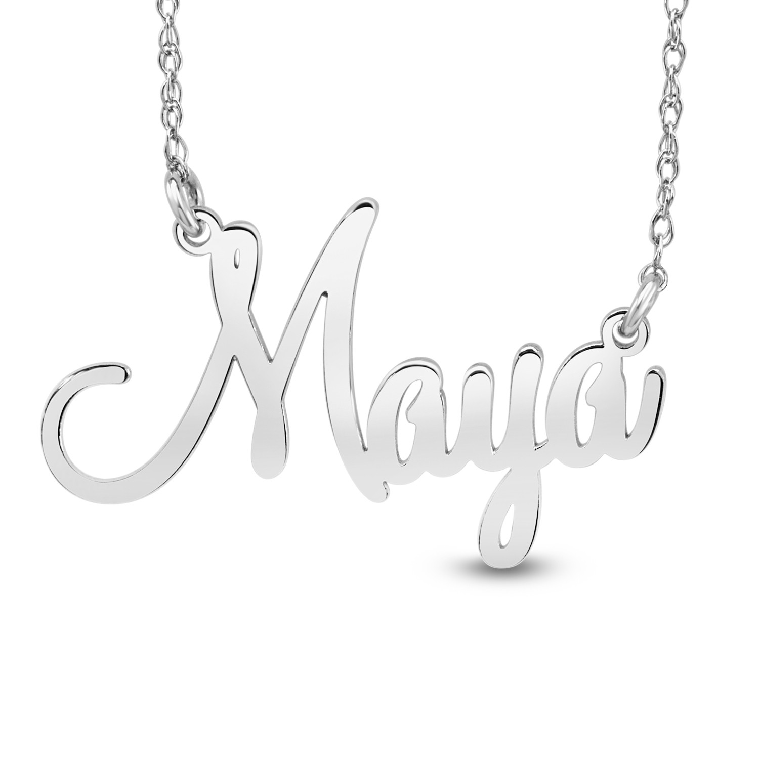 HI Polish Name Pers Necklace - 9 letter max 1 Uppercase letter (Example: Stephanie S=12.65mm x 1.56" e=5.56mm)