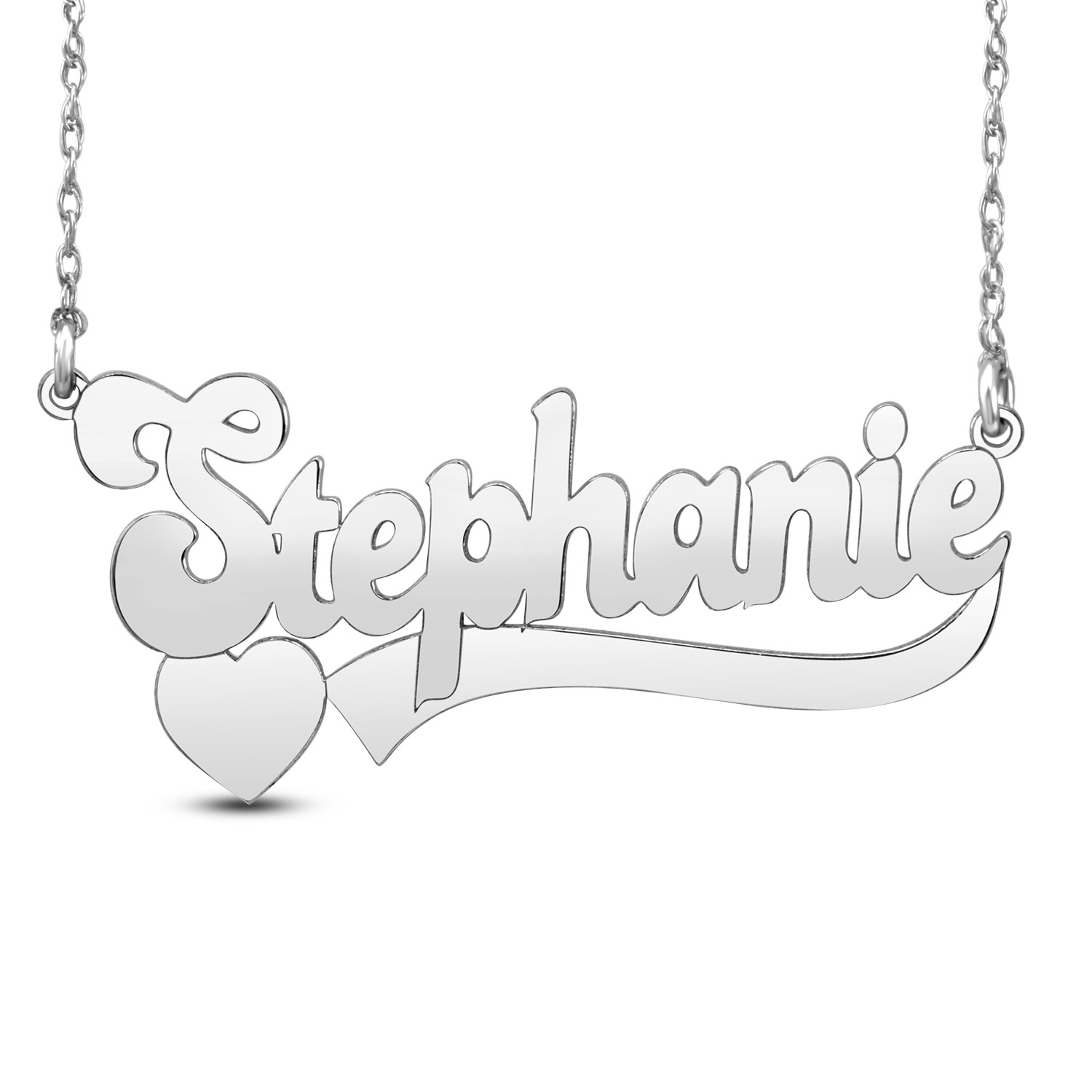 HI Polish Name Pers Necklace - 9 letter max 1 Uppercase letter (Example: Stephanie S=9.69mm x 1.2" e=4.85mm)