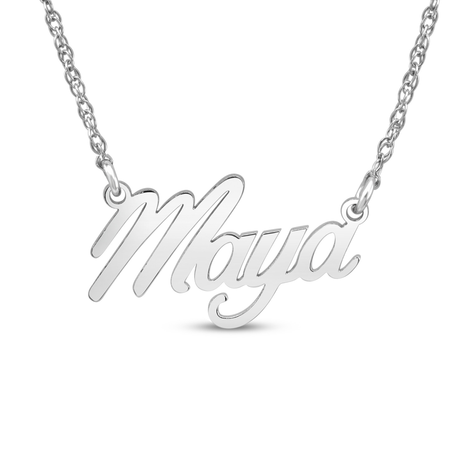 HI Polish Name Pers Necklace - 9 letter max 1 Uppercase letter (Example: Stephanie S=9.84mm x 1.47" e=4.82mm)