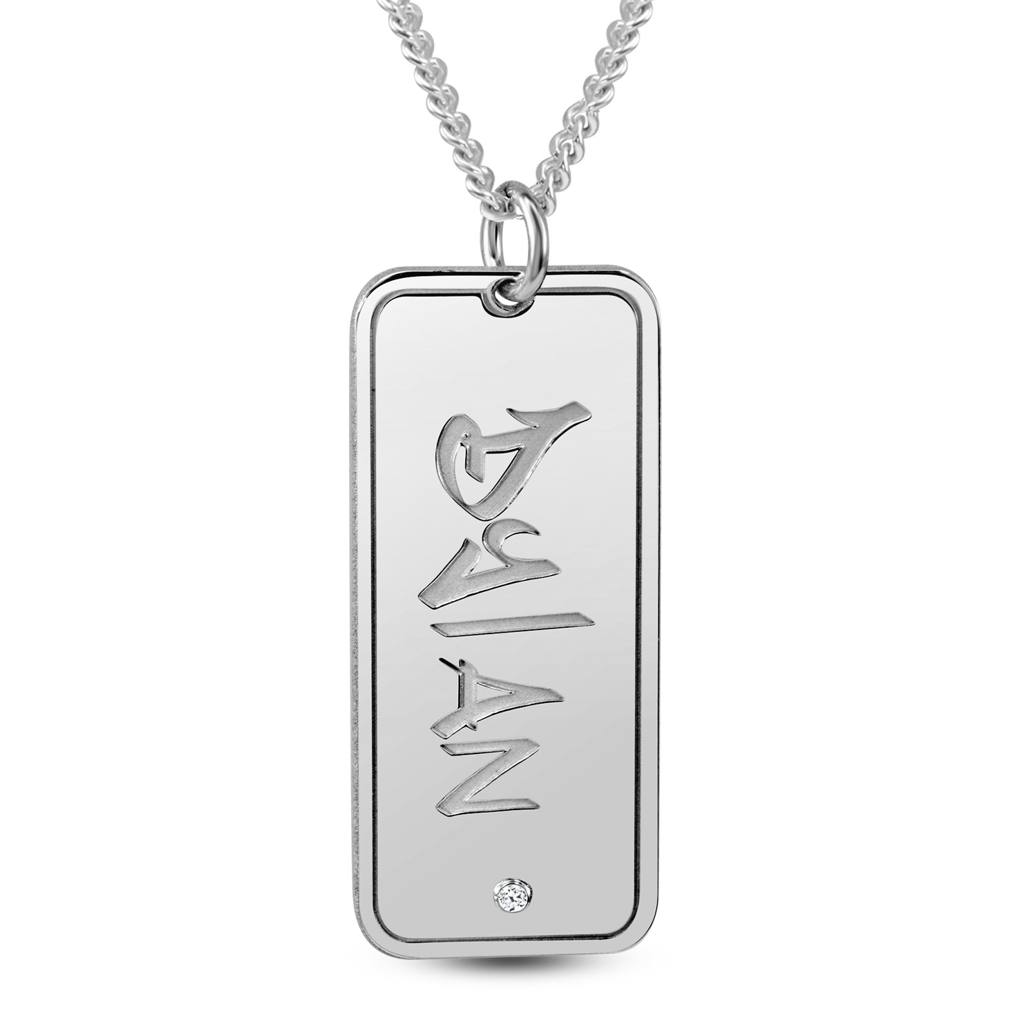 Men's 1/10 CT. T.W. Black Diamond Dog Tag Pendant in Stainless Steel and  Carbon Fiber with Black IP - 24