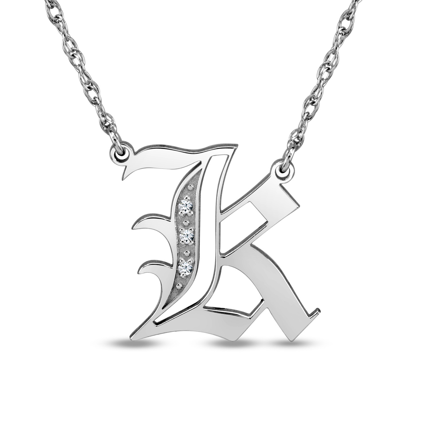 Dia Accent Gothic Initial Necklace