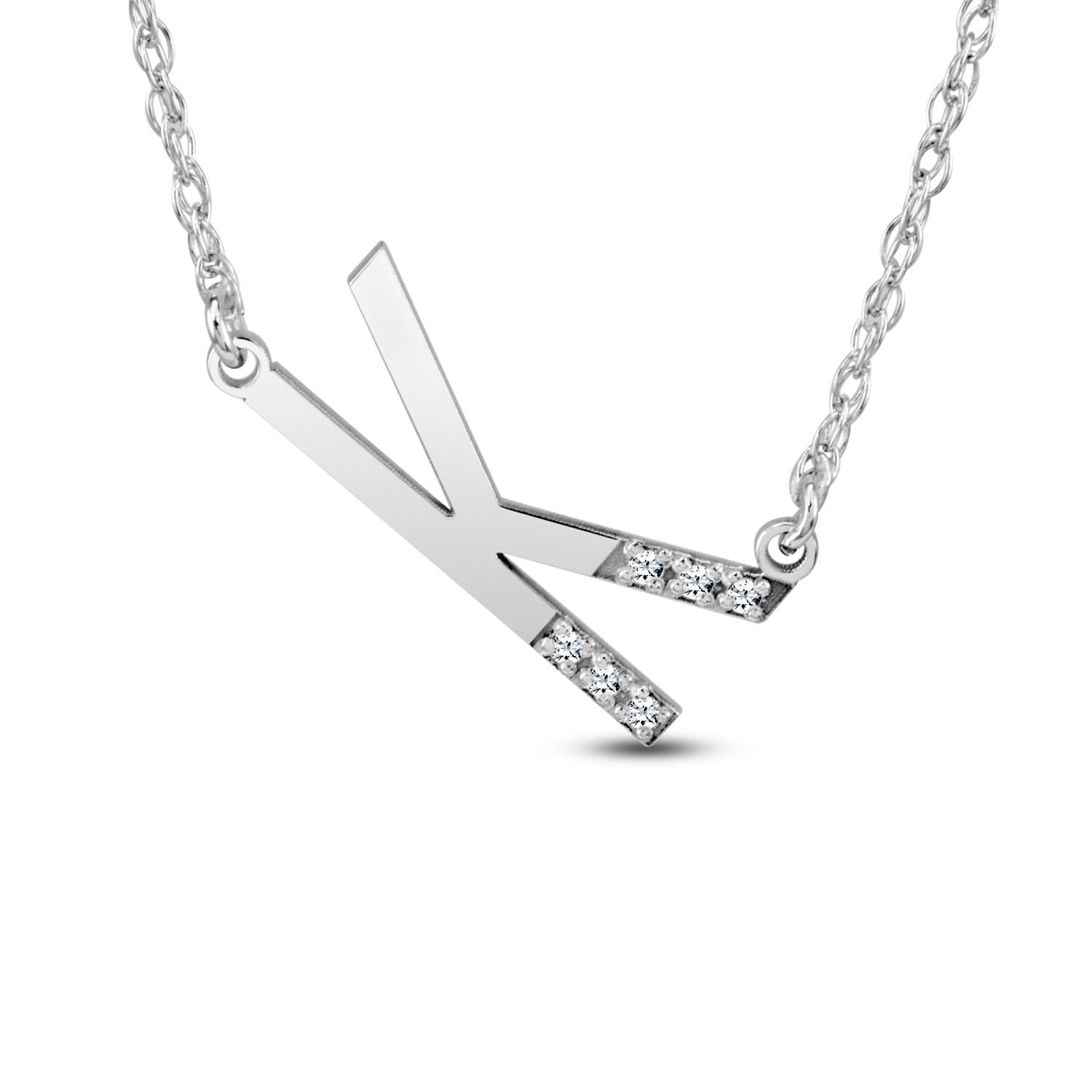 0.06 CT. T.W. Diamond Uppercase Block Initial Necklace (1 Initial