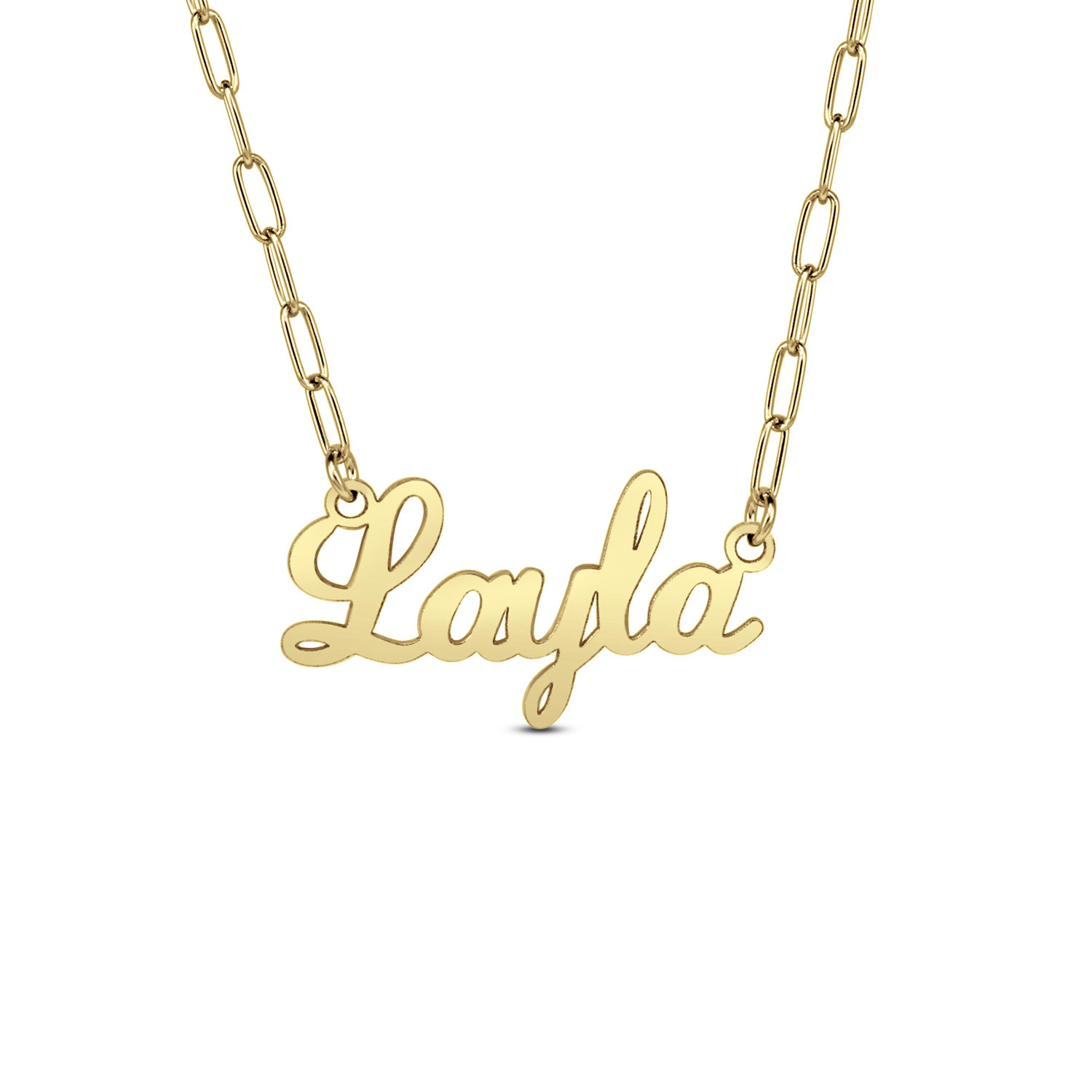 14K Yellow Gold Script Name Necklace, Large Script Name Necklace