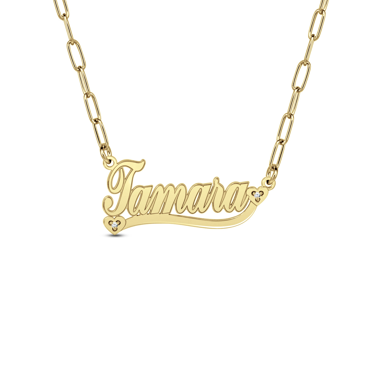 Diamond Accent Cursive Name with Ribbon Necklace (1 Line