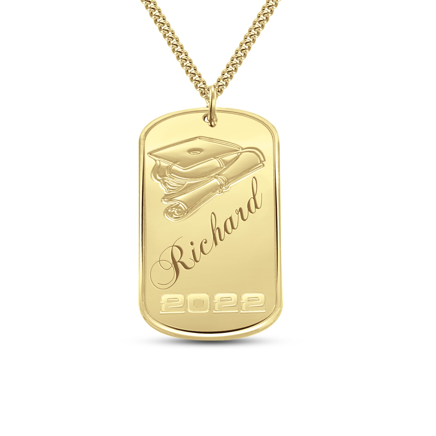 Zales Men's Extra Large Engravable Photo Dog Tag Pendant in 10K White or Yellow Gold (1 Image and 4 Lines)