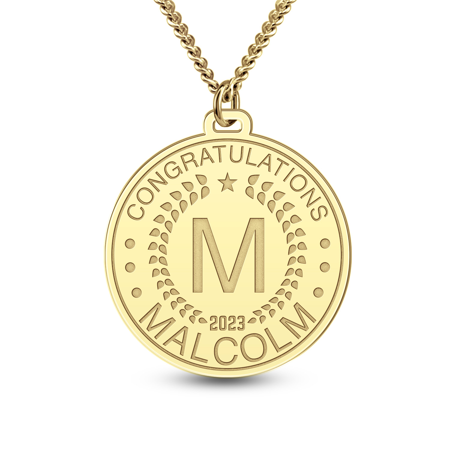 Men's Engravable 30.0mm Disc Pendant (2 Lines, 1 Initial and Year)