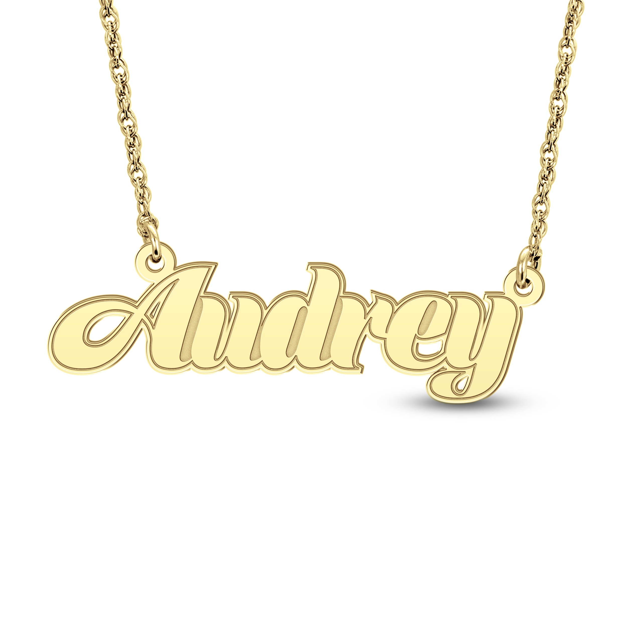 14K Yellow Gold Block Name Necklace - Brilliant Earth