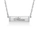 Silver Personalized 6 x 24mm Diamond Accent Bar Necklace